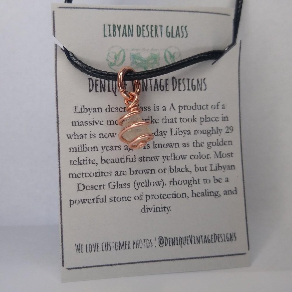 Copper Wrapped Raw Libyan Desert Glass Charm or Pendant